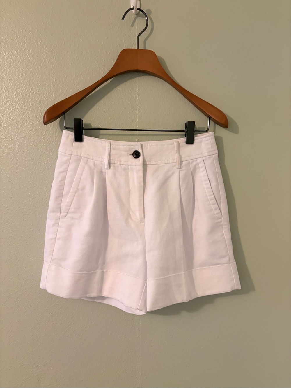NWOT J. Crew White Tailored Cuffed Linen Bermuda Shorts